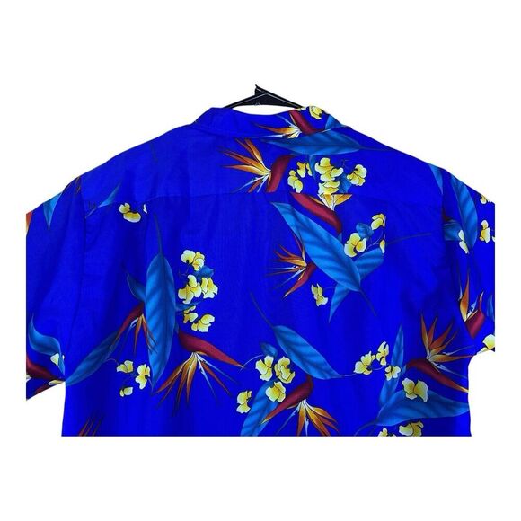 VINTAGE SAHIB OF HAWAII MENS SHORT SLEEVE BUTTON DOWN SHIRT XL Blue Floral - Picture 10 of 15